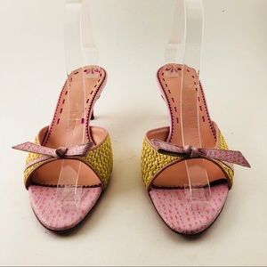 👠[Emanuel Ungaro] Pink Straw Summer Slides Shoes